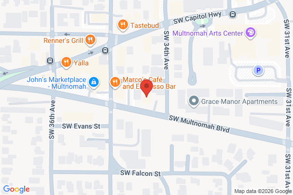 Map showing location of Grand Central Bakery - Multnomah Village