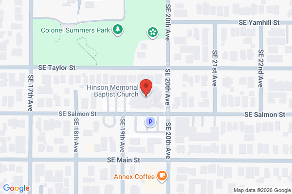 Map showing location of Hinson Baptist Church