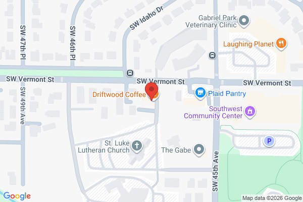 Map showing location of Driftwood Coffee