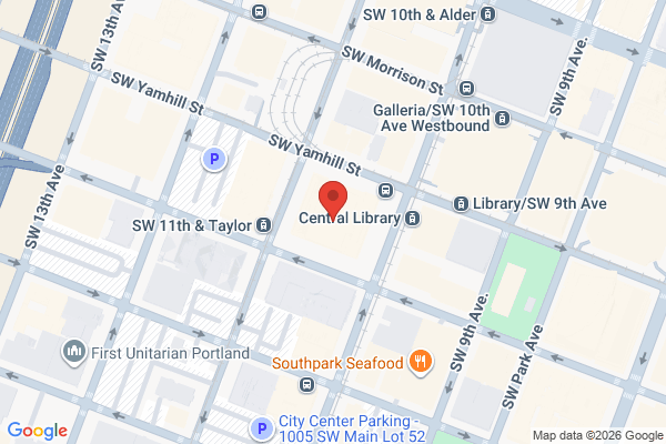 Map showing location of Multnomah County Central Library